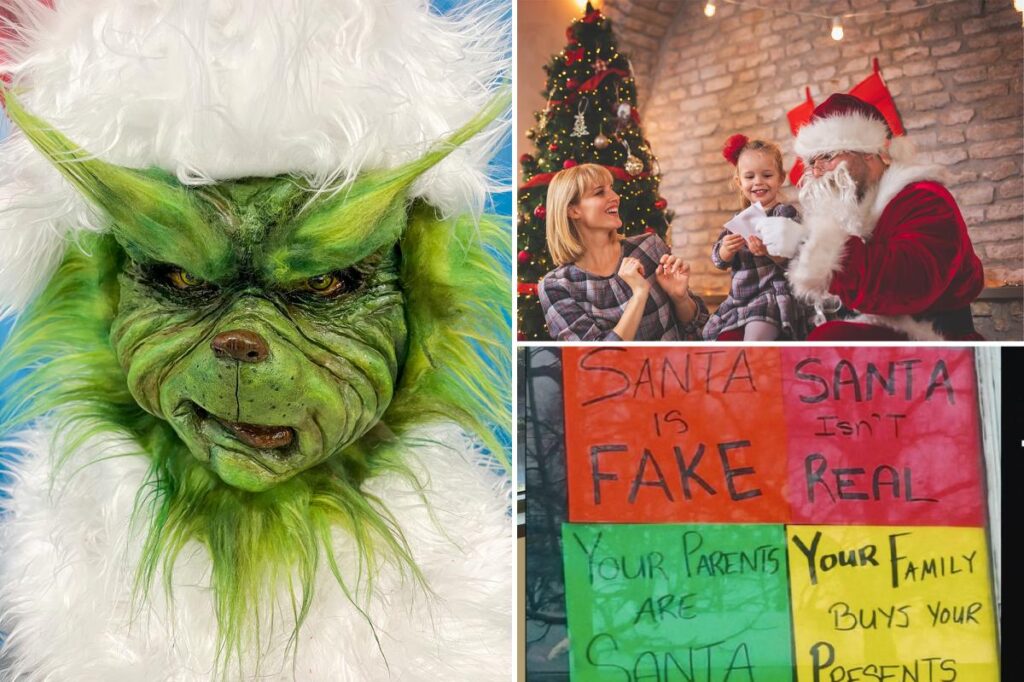 Les flics répondent aux manifestations anti-Père Noël lors du défilé de Noël