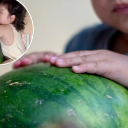 Les parents donnent à leurs bébés des melons géants à serrer dans leurs bras pour rester au frais
