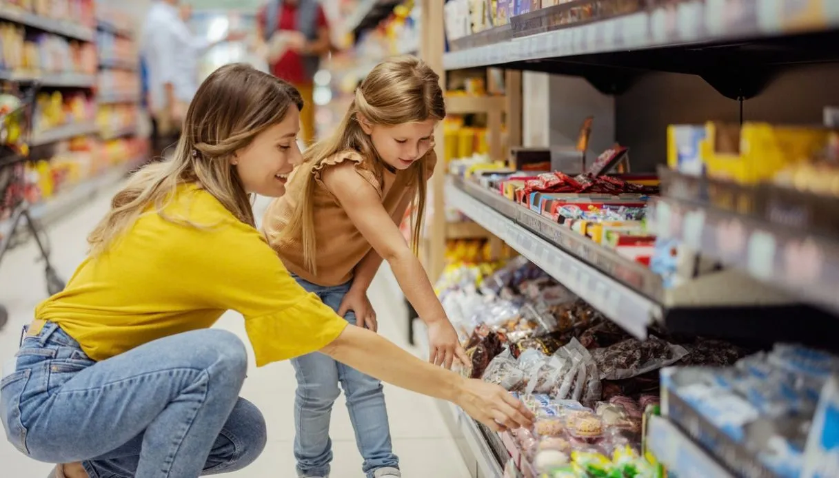 Petite fille faisant du shopping